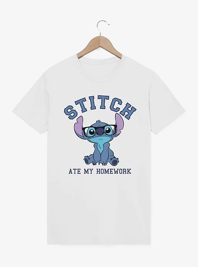 Disney Lilo & Stitch Ate My Homework Wearing Glasses T-Shirt