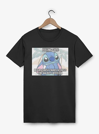 Disney Lilo & Stitch Feeling Cute Might Cause Chaos Meme T-Shirt