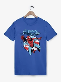 Marvel The Amazing Spider-Man Retro Swinging Flag Circle T-Shirt