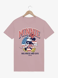 Disney Minnie Mouse Red White And Cute Cool Retro Pose 4th Of July T-Shirt