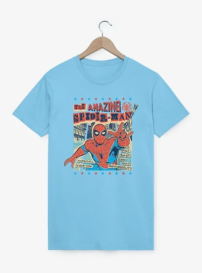 Marvel Spider-Man News Paper Print Cutout Americana T-Shirt