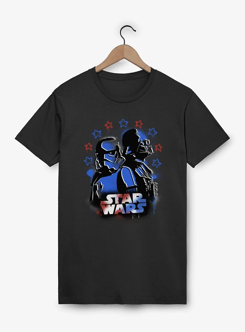 Star Wars Vader And Trooper Red Blue Graffiti Drip T-Shirt