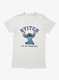 Disney Lilo & Stitch Ate My Homework Wearing Glasses Womens T-Shirt