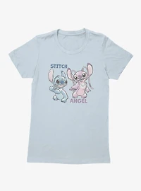 Disney Lilo & Stitch Angel And Sketches Womens T-Shirt