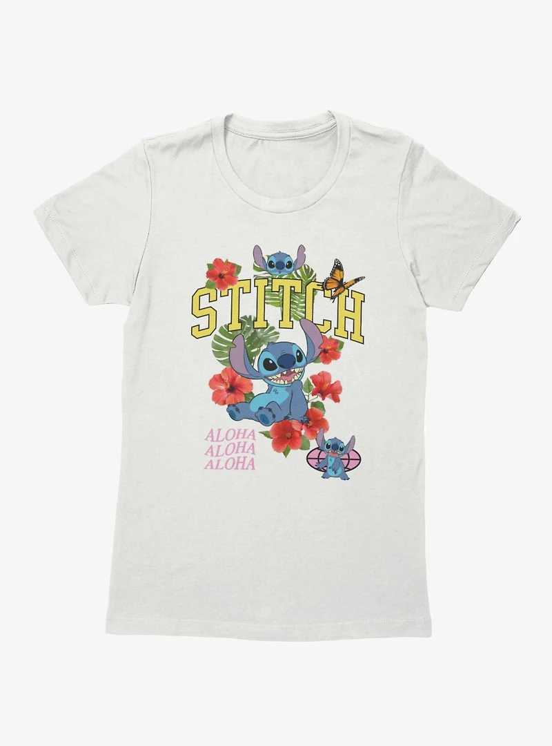 Disney Lilo & Stitch Aloha Life Flowers Womens T-Shirt