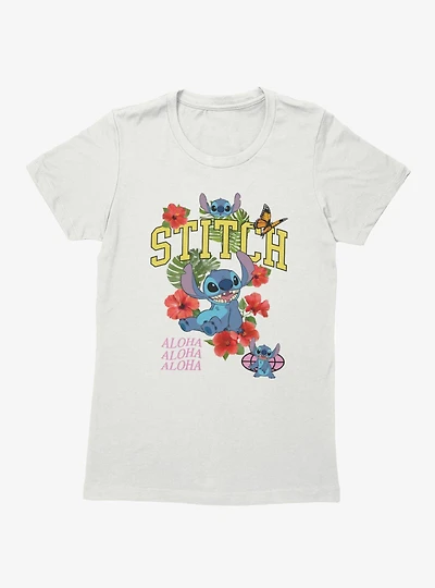 Disney Lilo & Stitch Aloha Life Flowers Womens T-Shirt