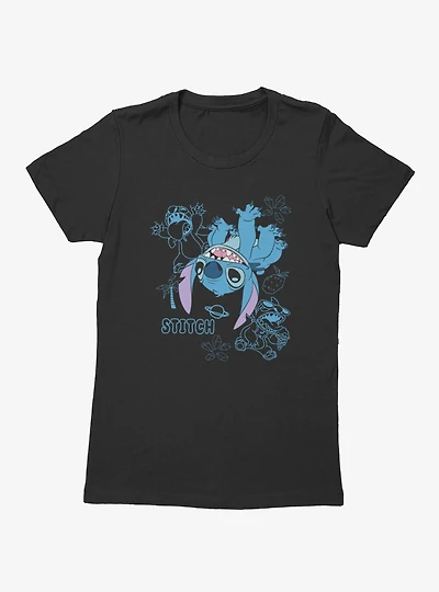 Disney Lilo & Stitch Upsidedown And Outlined Fun Womens T-Shirt