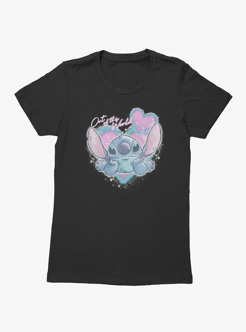 Disney Lilo & Stitch Out Of This World Spray Paint Heart Womens T-Shirt