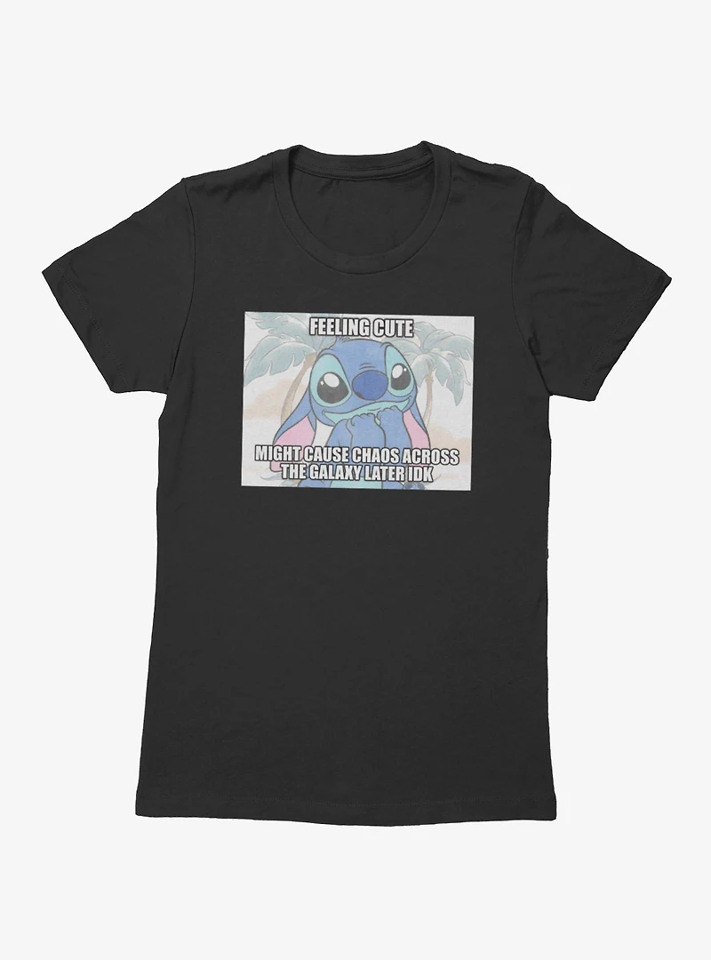Disney Lilo & Stitch Feeling Cute Might Cause Chaos Meme Womens T-Shirt