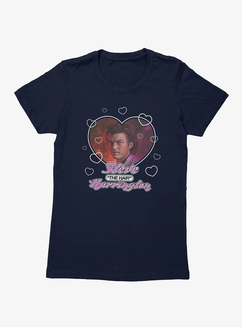 Stranger Things Steve The Hair Harrington Heart Throb Womens T-Shirt