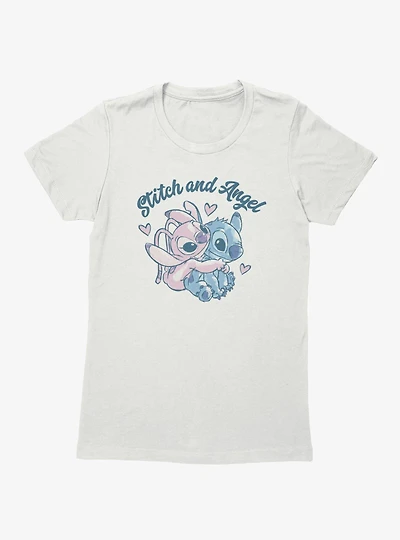 Disney Lilo & Stitch And Angel Heart Hug Womens T-Shirt