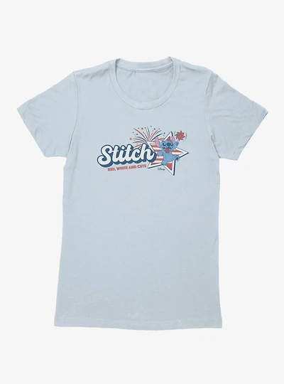 Disney Lilo & Stitch Red White Cute 4th Of July Womens T-Shirt