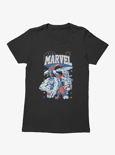 Marvel Comics Retro Star Spangled Heroes Womens T-Shirt
