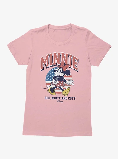 Disney Minnie Mouse Red White And Cute Cool Retro Pose 4th Of July Womens T-Shirt