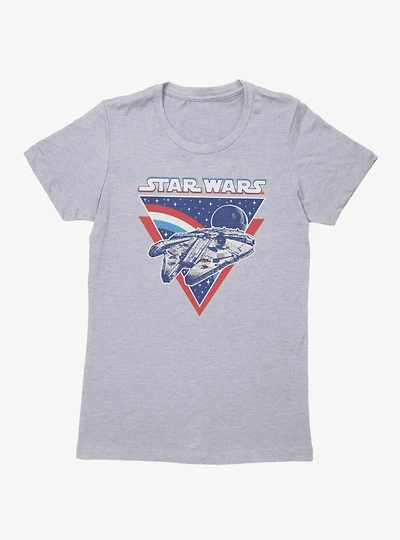 Star Wars Millennium Falcon Vintage Red White And Triangle Womens T-Shirt