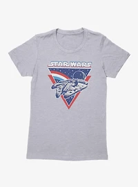 Star Wars Millennium Falcon Vintage Red White And Triangle Womens T-Shirt