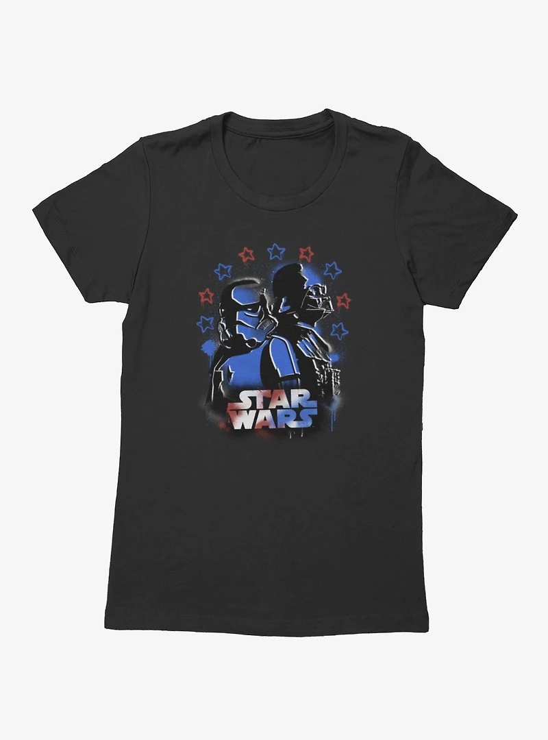 Star Wars Vader And Trooper Red Blue Graffiti Drip Womens T-Shirt