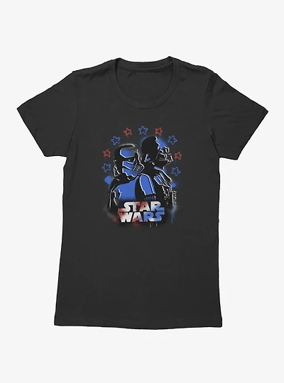 Star Wars Vader And Trooper Red Blue Graffiti Drip Womens T-Shirt