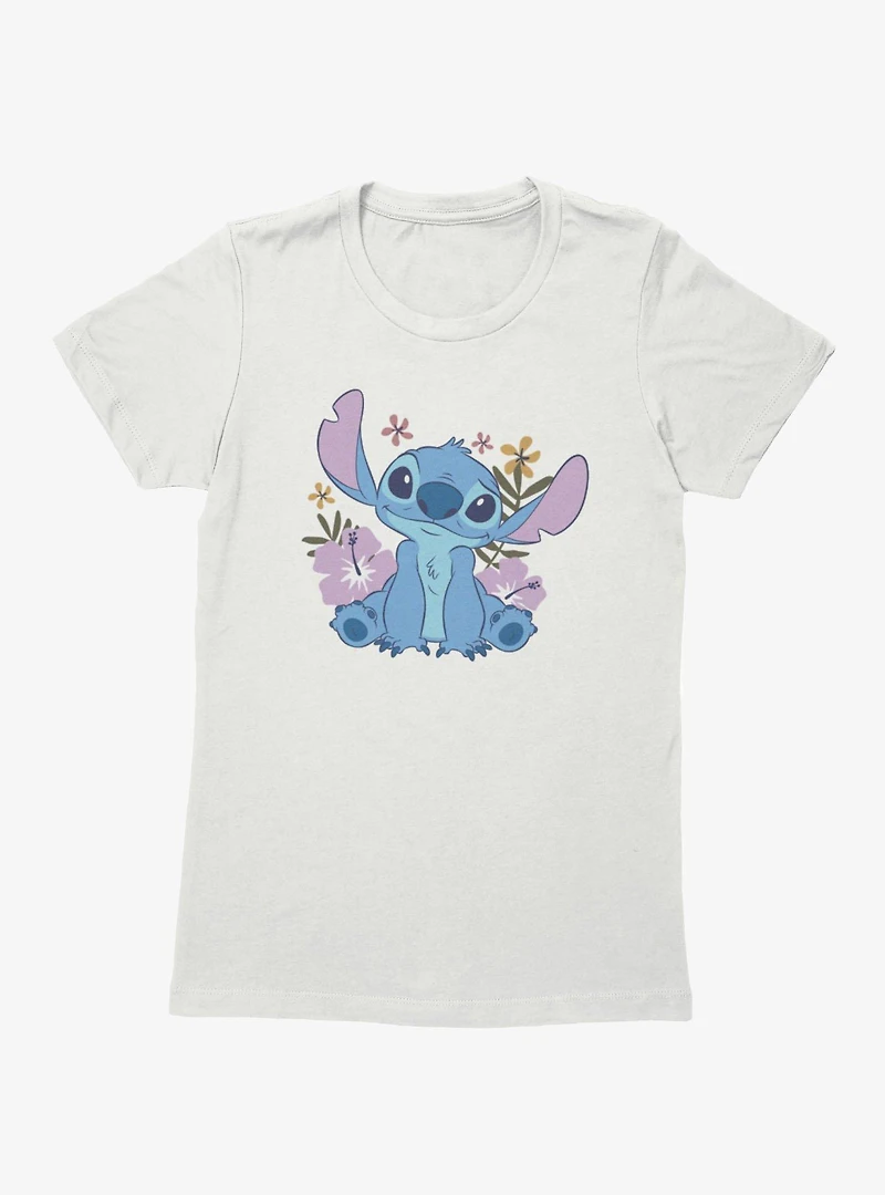 Disney Lilo & Stitch Quirky Smile Flowers Womens T-Shirt
