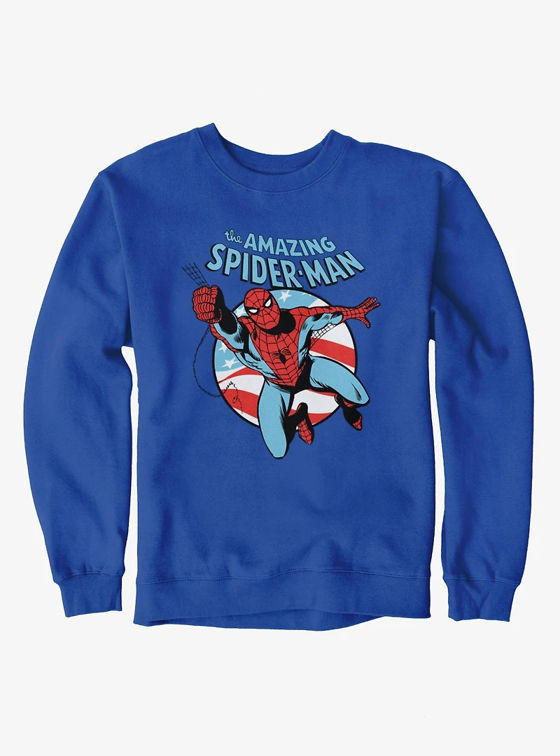 Marvel The Amazing Spider-Man Retro Swinging Flag Circle Sweatshirt
