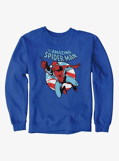 Marvel The Amazing Spider-Man Retro Swinging Flag Circle Sweatshirt