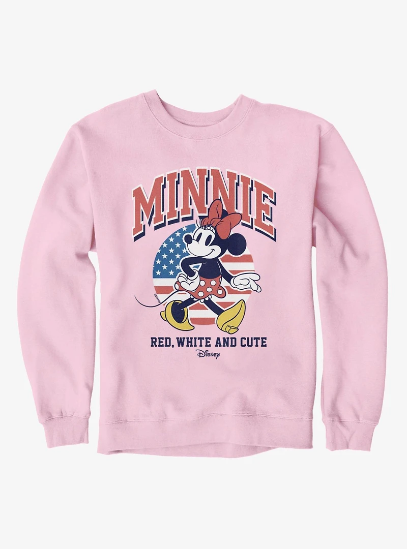 Disney Minnie Mouse Red White And Cute Cool Retro Pose 4th Of July Sweatshirt