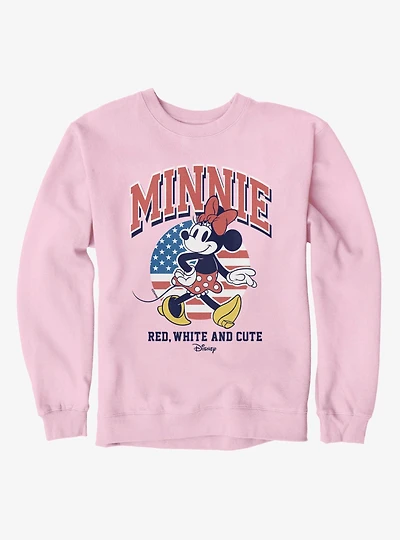 Disney Minnie Mouse Red White And Cute Cool Retro Pose 4th Of July Sweatshirt