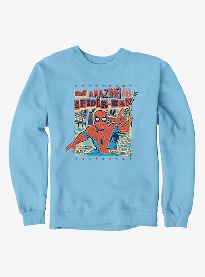 Marvel Spider-Man News Paper Print Cutout Americana Sweatshirt