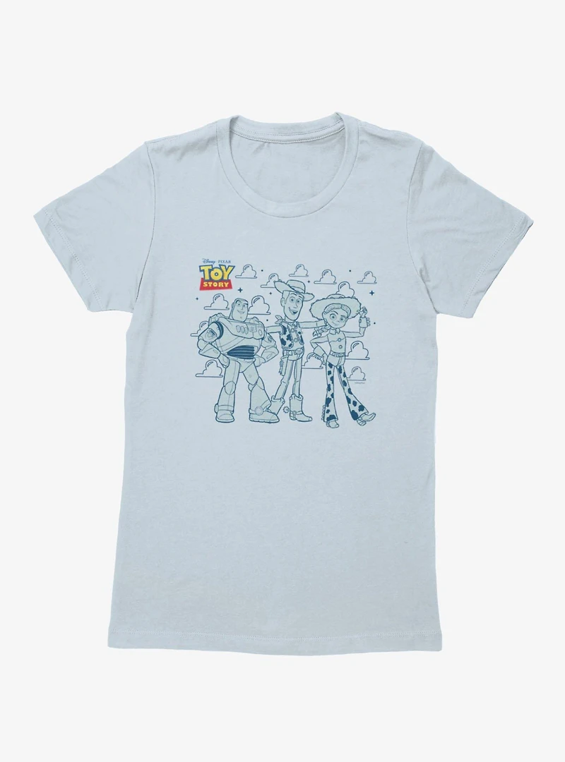Disney Pixar Toy Story Trio Line Up Buzz Woody Jessie Womens T-Shirt