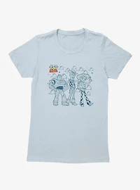 Disney Pixar Toy Story Trio Line Up Buzz Woody Jessie Womens T-Shirt