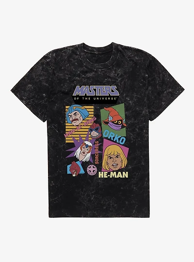 Masters Of The Universe Retro Hero Faces Mineral Wash T-Shirt