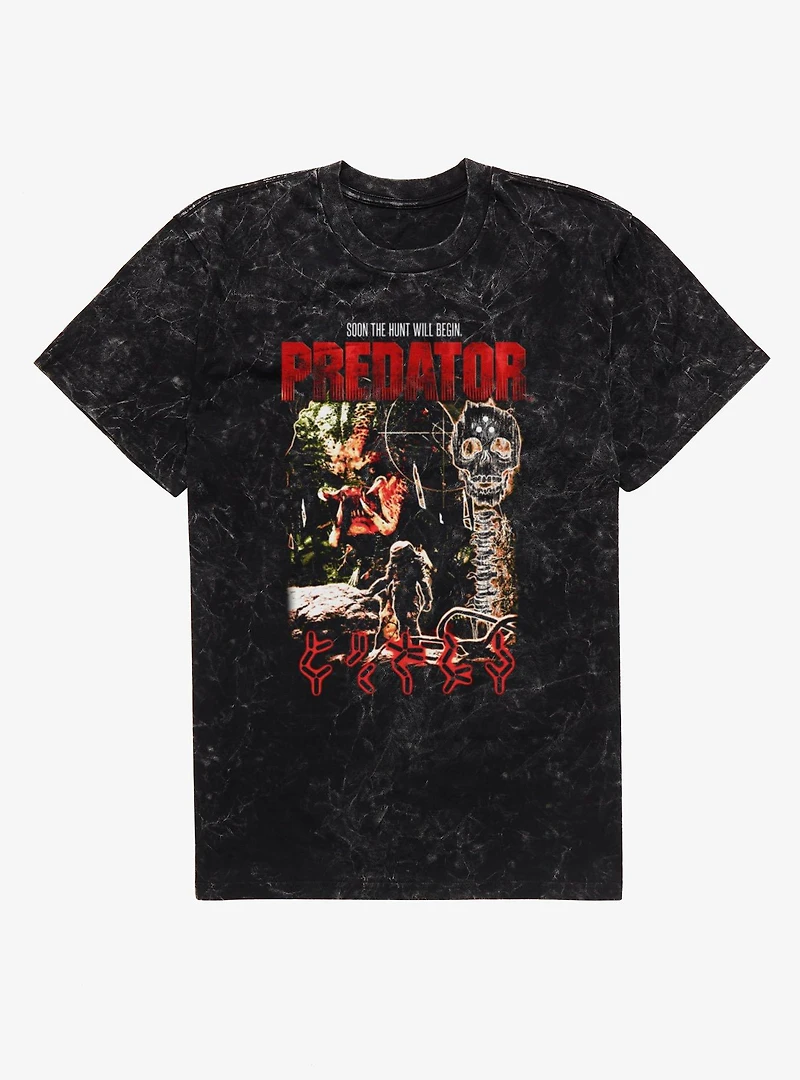 Predator Soon The Hunt Will Begin Target Scan Mineral Wash T-Shirt