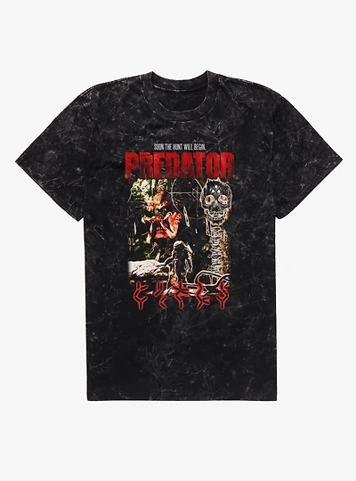 Predator Soon The Hunt Will Begin Target Scan Mineral Wash T-Shirt