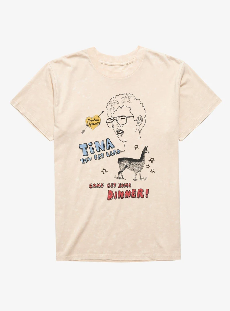 Napoleon Dynamite Tina Fat Lard Dinner Sketch Mineral Wash T-Shirt