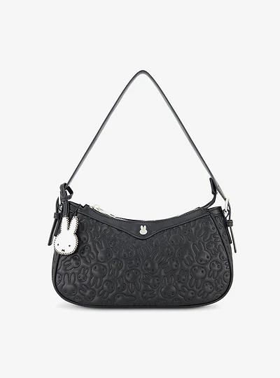 Danielle Nicole Miffy Quilted PU Shoulder Bag with Charm in Black