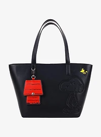 Danielle Nicole Peanuts Snoopy Minimal Black Tote Bag with Doghouse Cardholder