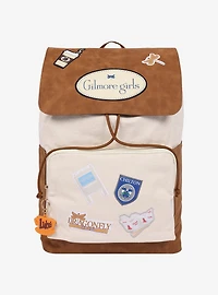 Gilmore Girls Stars Hollow Canvas Backpack with Faux Leather Trim, Laptop Sleeve & Charm Keychain