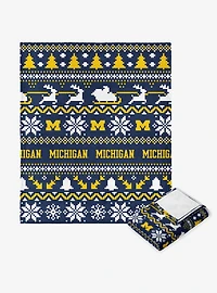 NCAA University of Michigan Wolverines Xmas Time Silk Touch Throw Blanket