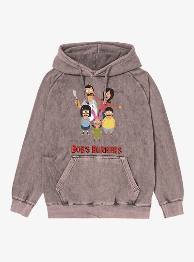 Bob's Burgers Family Photo Looking Up Mineral Wash Hoodie