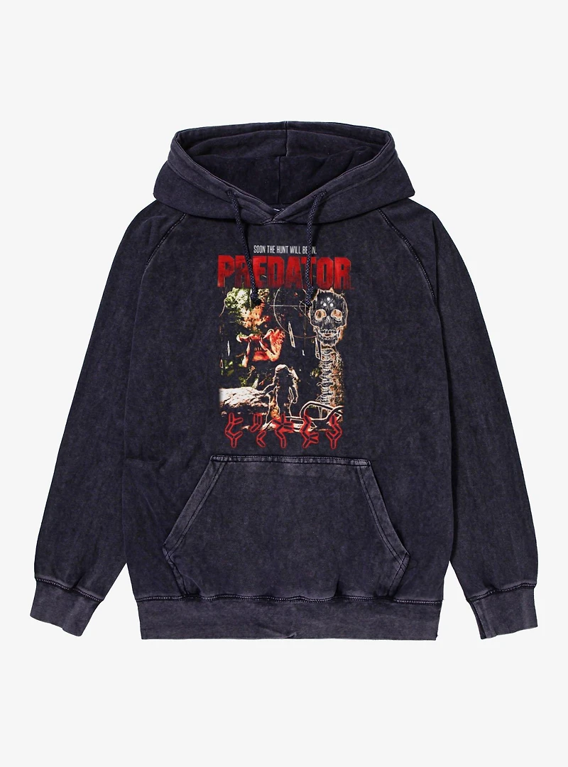 Predator Soon The Hunt Will Begin Target Scan Mineral Wash Hoodie