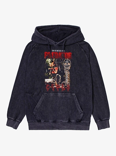 Predator Soon The Hunt Will Begin Target Scan Mineral Wash Hoodie