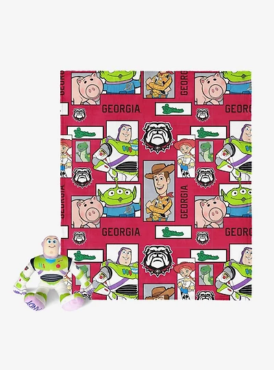 NCAA Georgia Bulldogs Disney Toy Story Buzz Lightyear Cameo Hugger Pillow & Silk Touch Throw Blanket Set