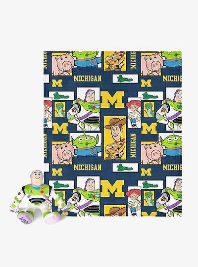 NCAA Michigan Wolverines Disney Toy Story Buzz Lightyear Cameo Hugger Pillow & Silk Touch Throw Blanket Set