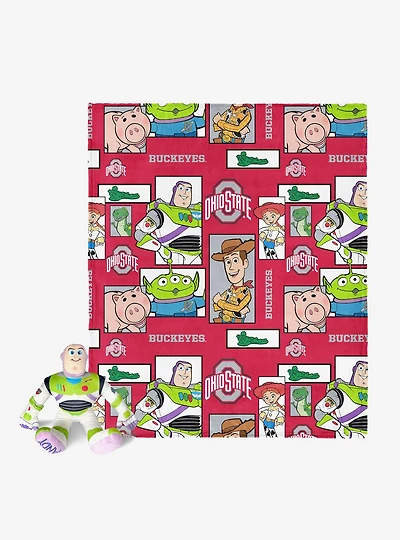 NCAA Ohio State Buckeyes Disney Toy Story Buzz Lightyear Cameo Hugger Pillow & Silk Touch Throw Blanket Set