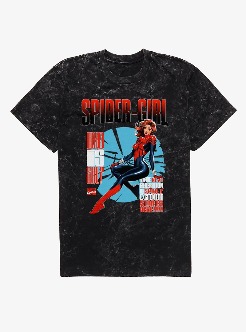 Marvel Spider-Man Who Is Spider-Girl Next Generation Mineral Wash T-Shirt
