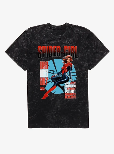 Marvel Spider-Man Who Is Spider-Girl Next Generation Mineral Wash T-Shirt