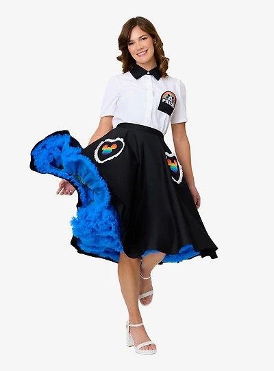 Disney Pride Collection by Unique Vintage Black & Mickey Heart Pocket Sally Swing Skirt
