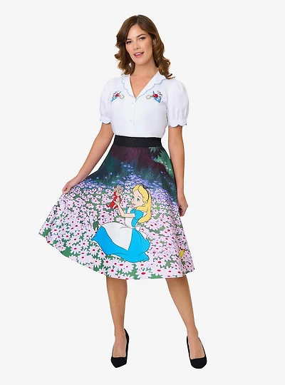 Disney Alice Wonderland Collection By Unique Vintage Daisies Vivian Swing Skirt