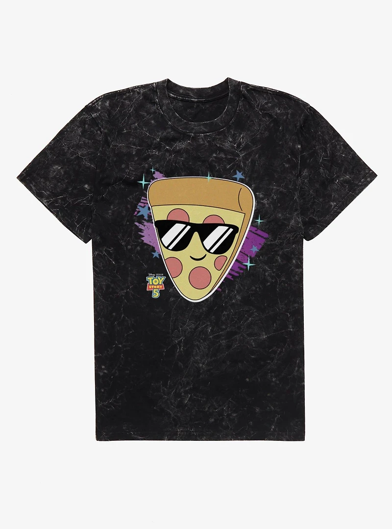Disney Pixar Toy Story 5 Pizza With Sunglasses Pepperoni Explosion Mineral Wash T-Shirt