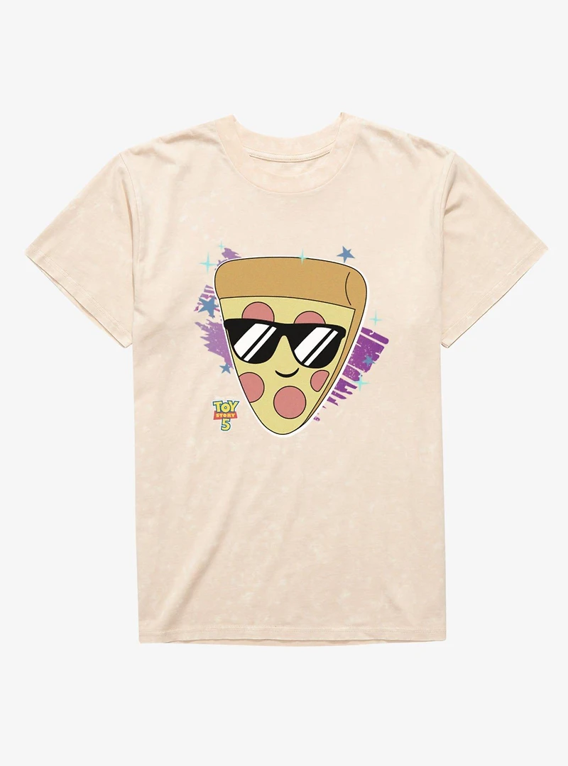Disney Pixar Toy Story 5 Pizza With Sunglasses Pepperoni Explosion Mineral Wash T-Shirt